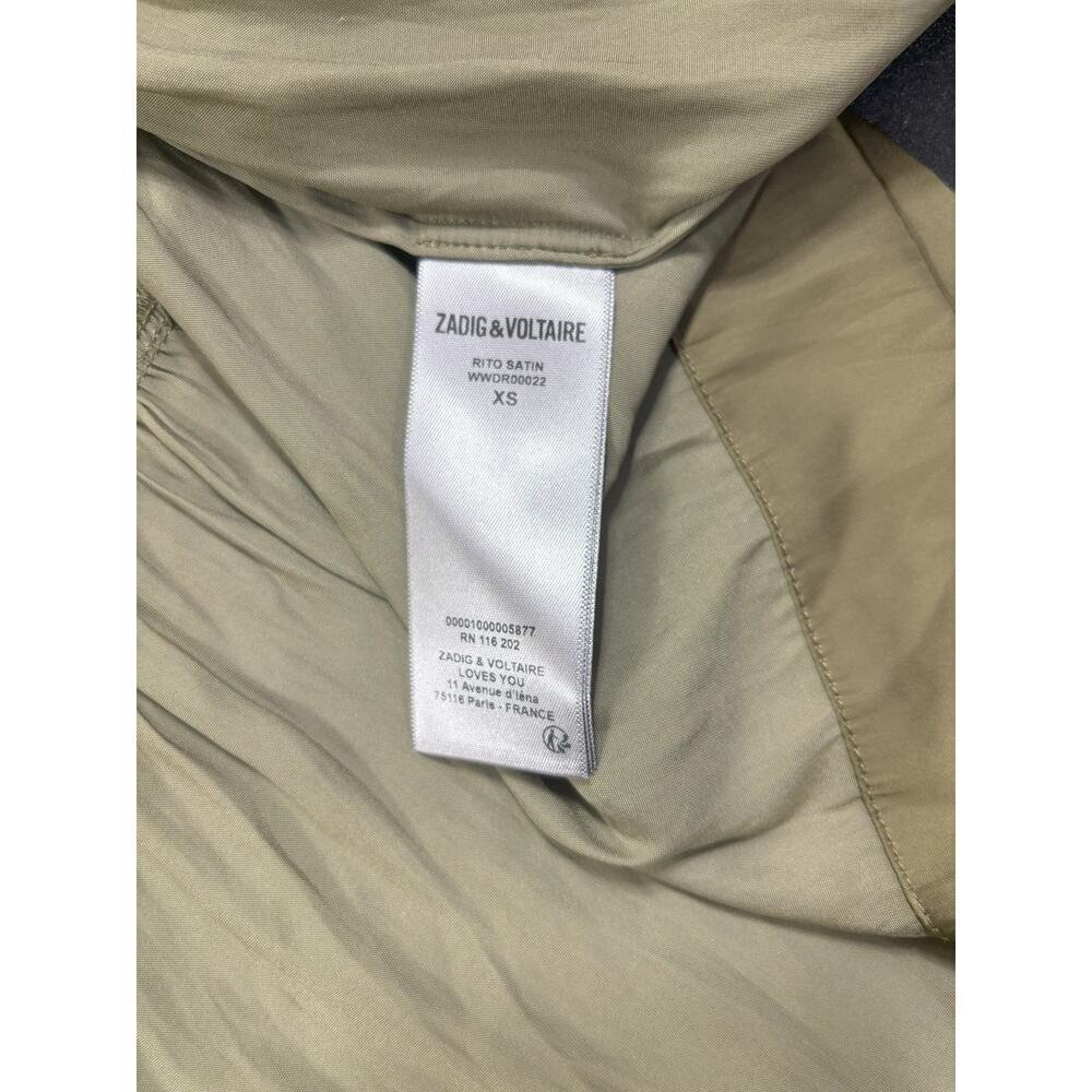 Zadig & Voltaire NWOT Rito Tiered Satin Dress in‎ Kaki Green Size XS MSRP $398 - Picture 6 of 7